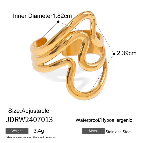 18K Gold Plated Adjustable Ring - Picture 9 of 9